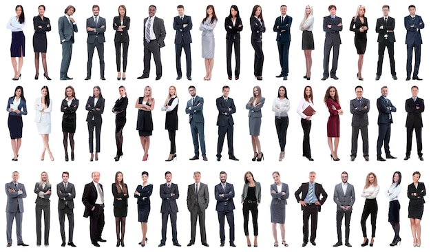 Collage of a variety of business people standing in a row