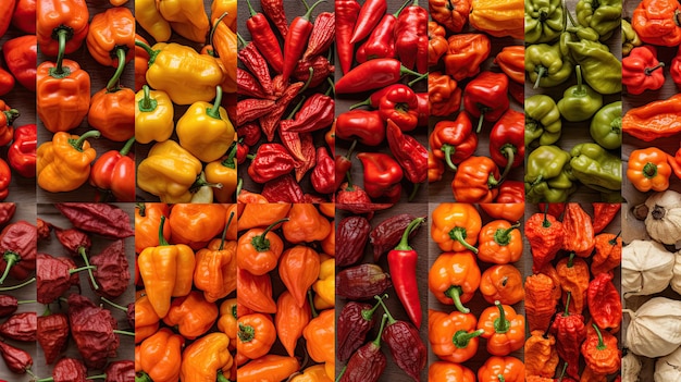 collage of a variety of peppers