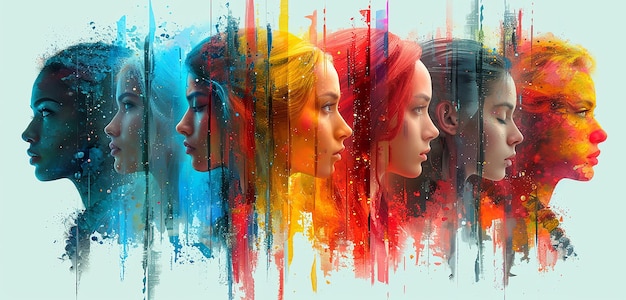 Коллаж из различных многоцветных голов людей