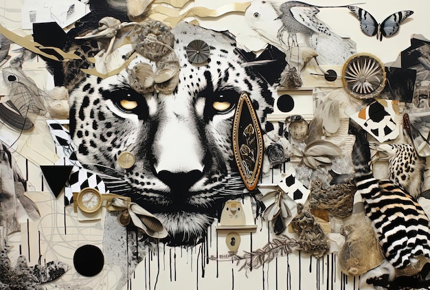 Premium Photo | A collage with black and white background