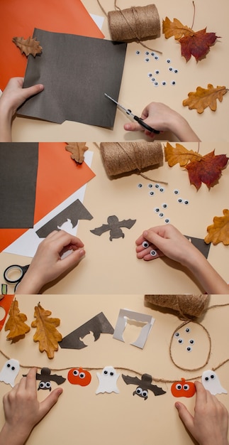 Collage with making crafts for Halloween