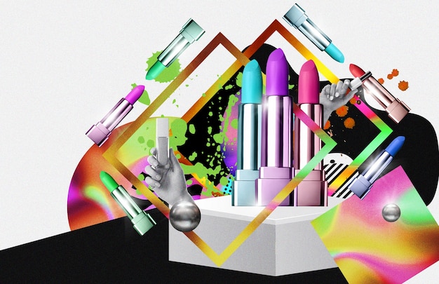 Collage of women's make-up products