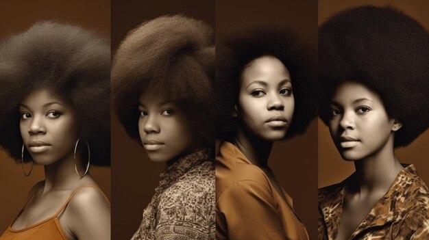 A collage of women with the words afro on the front