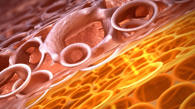 皮膚細胞の下のコラーゲンとビタミン