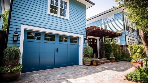 Foto collapsing blue carport entryway risorsa creativa generata dall'intelligenza artificiale