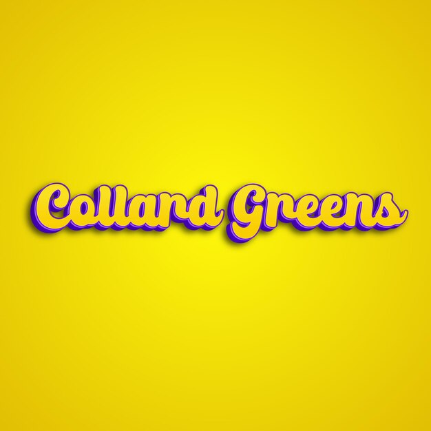 Photo collardgreens typography 3d design yellow pink white background photo jpg