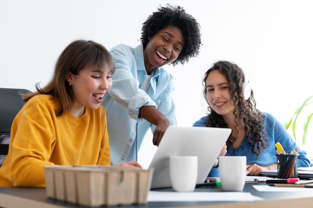 colleagues doing team work for a project
