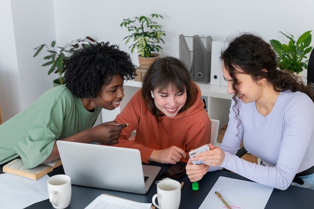 colleagues doing team work for a project