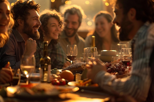 Foto colleghi che sorridono durante una cena di squadra