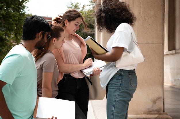 Colleagues studying together for a college exam