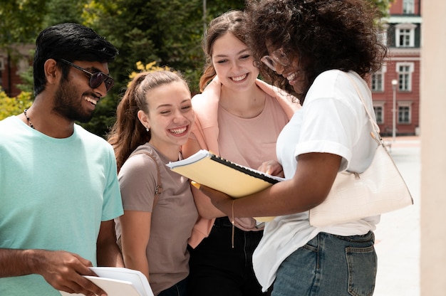 Colleagues studying together for a college exam