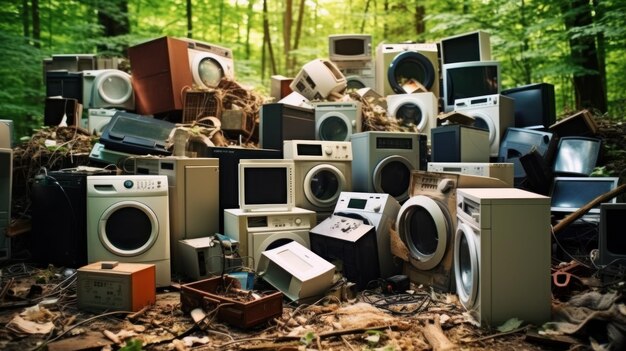 Foto raccogliere e attendere lo smaltimento dei rifiuti elettronici, frigoriferi, lavatrici, ecc