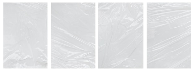 Collectie transparant gerimpeld plastic plastic of polyethyleen tas textuur