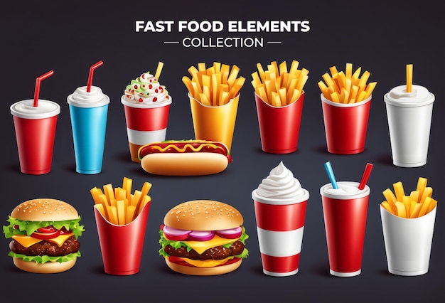 Collectie van Fast Food-elementen