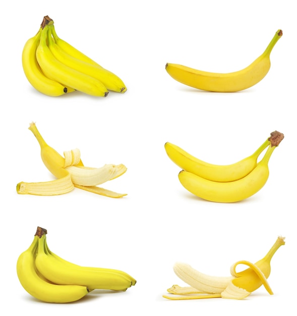 Collectie van gele bananen geïsoleerd op witte achtergrond