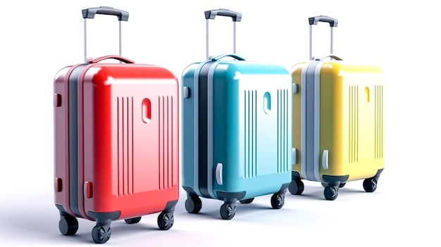 Collectie van kleur bagage reiskoffer generatieve ai