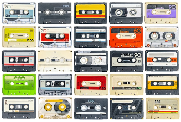 Collectie van oude audiokassetten