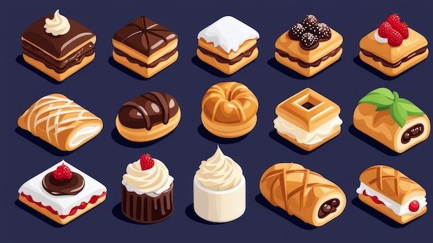 Collectie van Pastries-elementen