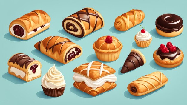 Collectie van Pastries-elementen