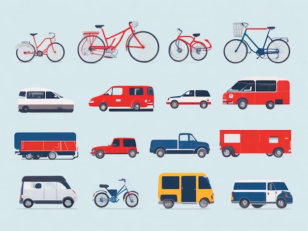 Foto collectie van vervoerssymbolen minimalistische illustratie