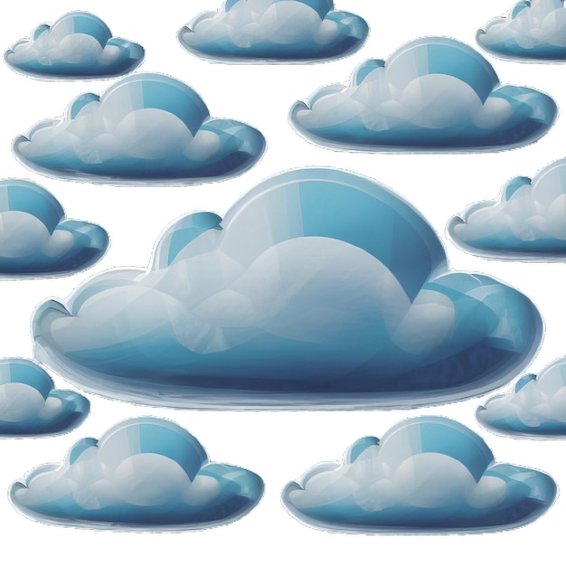 Collectie van willekeurige vormen van abstracte wolken Cumulus verschillende weergaven clip art geïsoleerd op witte b