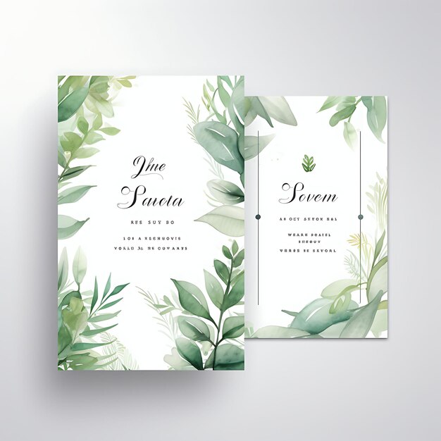 Collectie Vintage Botanical Watercolor Wedding Invitation Card Leaf Sh illustratie idee ontwerp