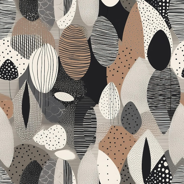 A collection of abstract patterns with black and white dots.