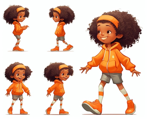 Collection of African American toddler child illustration