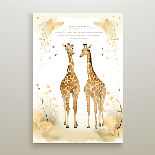 Collection African Safari Giraffe Wedding Invitation Card Giraffe Shape illustration idea design