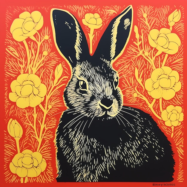 Collection of Amusing and Artistic Pop Art Prints Featuring Endearing Small Animals linocut