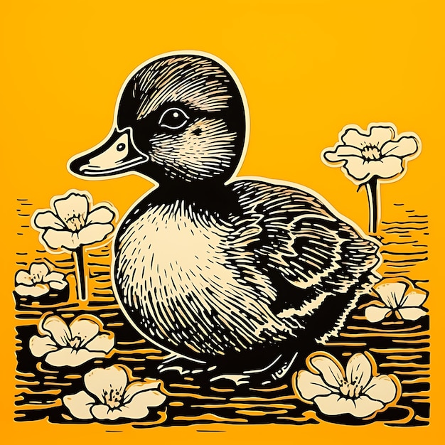 Collection of Amusing and Artistic Pop Art Prints Featuring Endearing Small Animals linocut