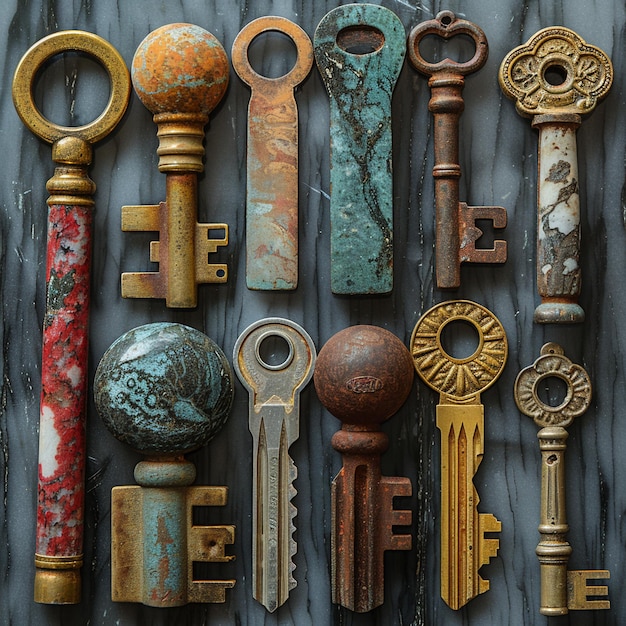 Foto collezione di chiavi antiche