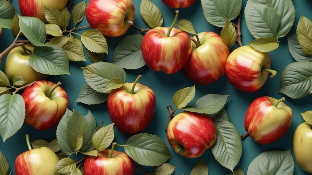 коллекция яблок с листьями, на которых написано "яблоки"