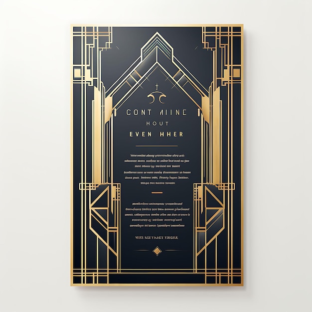 Фото Коллекция арт-деко свадебная пригласительная карточка геометрическая форма металлическая па иллюстрация идея дизайна