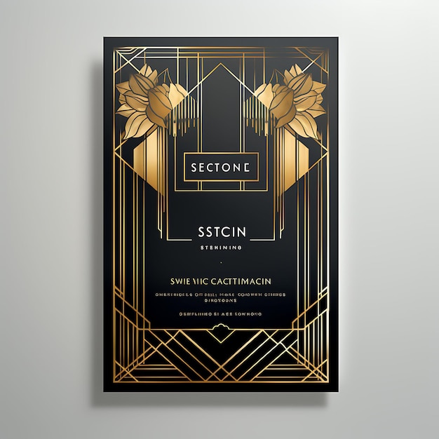 Photo collection art deco wedding invitation card geometric shape metallic pa illustration idea design