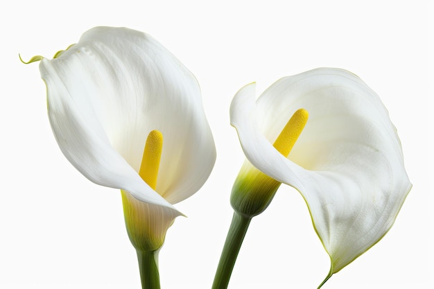 collection of arum lily flowers isolated on white background