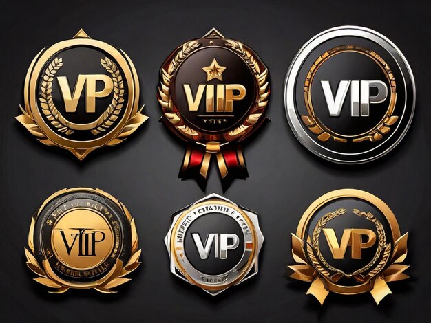 Photo a collection of badges with the word  v  on them