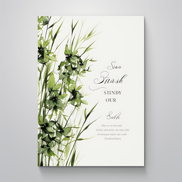 Photo collection bamboo calligraphy invitation card rectangular shape bamboo illustration idea design