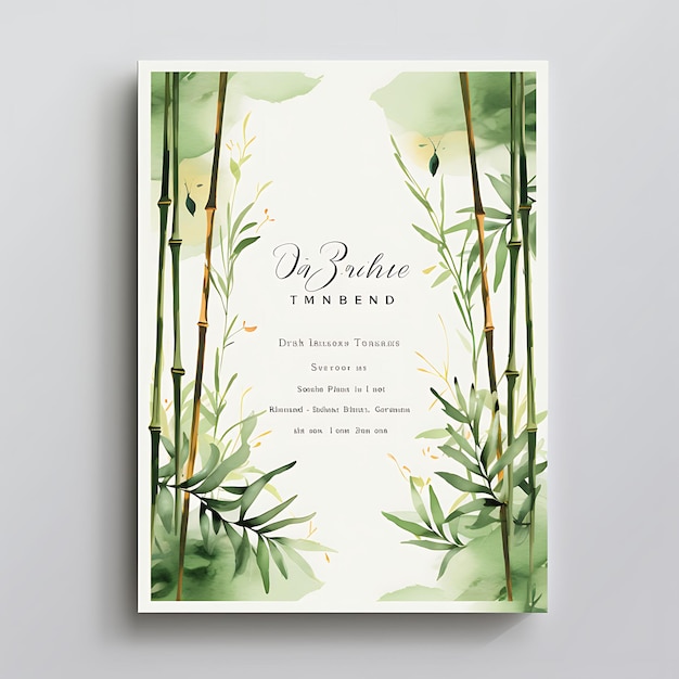 Photo collection bamboo forest invitation card rectangular shape bamboo paper illustration idea design