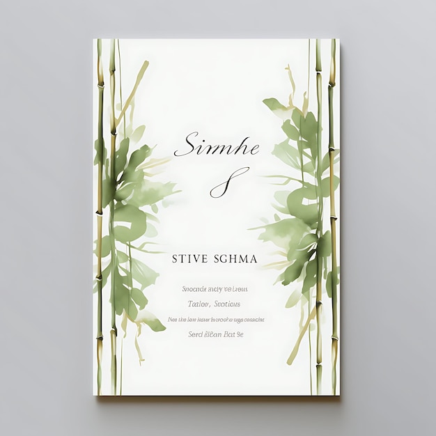 Collection Bamboo Forest Invitation Card Rectangular Shape Bamboo Paper illustration idea design