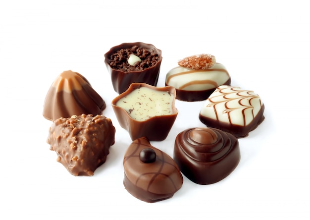 Collection of beautiful delicious chocolate candies