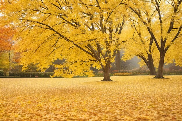 Collection of beautiful golden colored autumn leaves