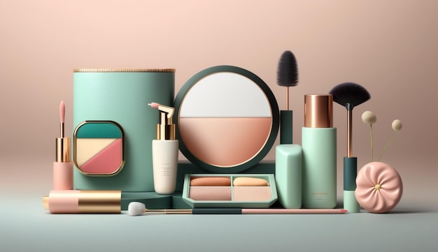 Collection of beauty products with copy space