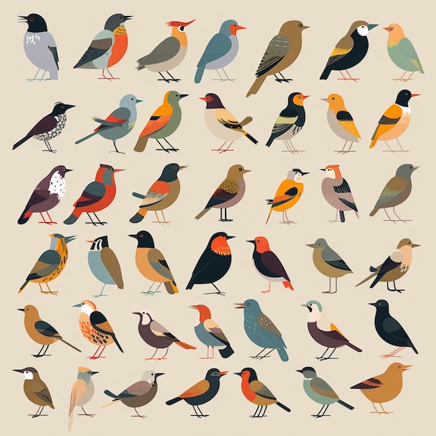 A collection of birds including one called the birds.