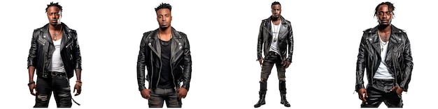 Collection of black african male musician on white background