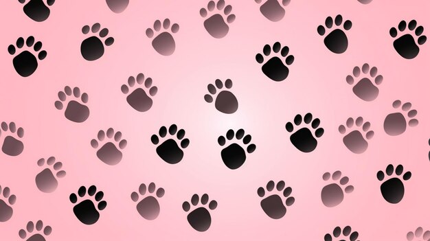 A collection of black and brown footprints with a pink background