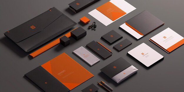 a collection of black and orange boxes with the logo on the front.