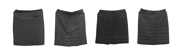 Collection of black skirt on white background