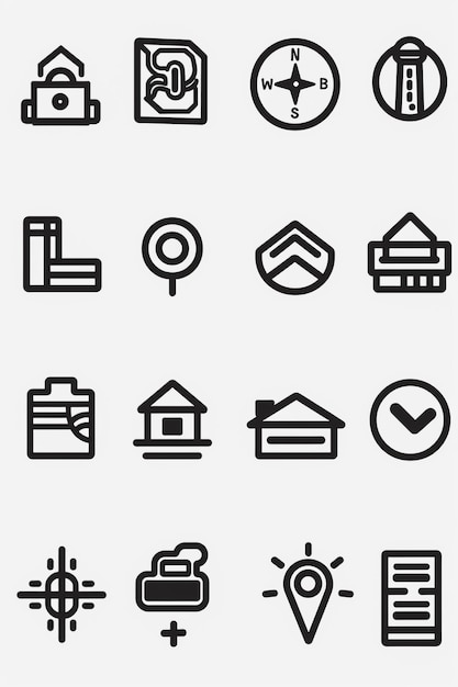 Photo a collection of black and white icons with the letter l on it