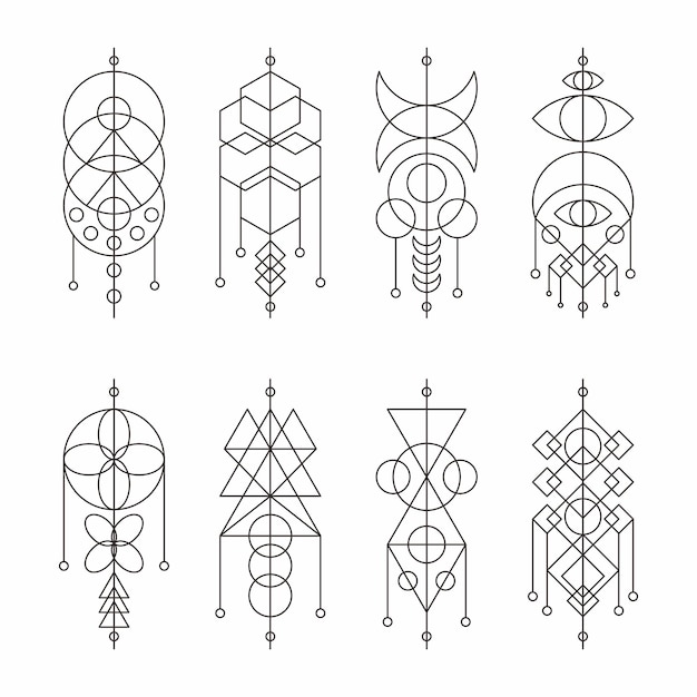 a collection of black and white illustrations with the words all over them